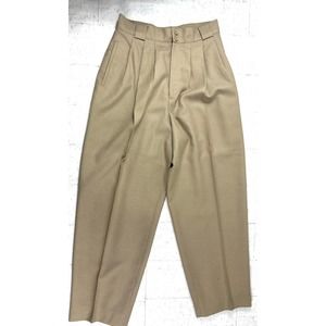 Vintage Cristian Trapani 1High-Rise 100% Pure Wool Tan Trousers Size 7/8